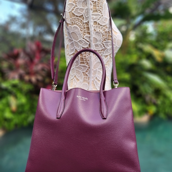 Stunning Kate Spade Burgundy Wine Convertible tote-Use it any way you like! - Picture 2 of 16